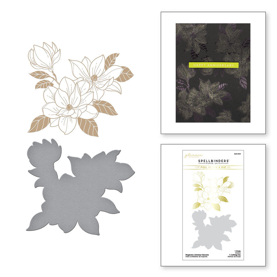 Magnolia Glimmer Blooms Glimmer Hot Foil Plate &amp; Die Set de la collection Yana's Blooms par Yana Smakula