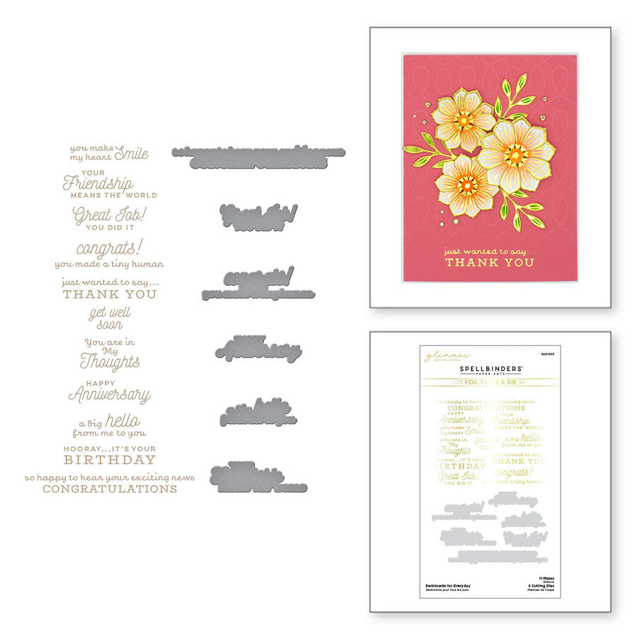 Sentiments for Everyday Glimmer Hot Foil Plate & Die Set from Spring into Glimmer Collection