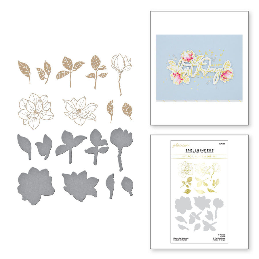 Magnolia Bouquet Glimmer Hot Foil Plate &amp; Die Set de la collection Yana's Blooms par Yana Smakula