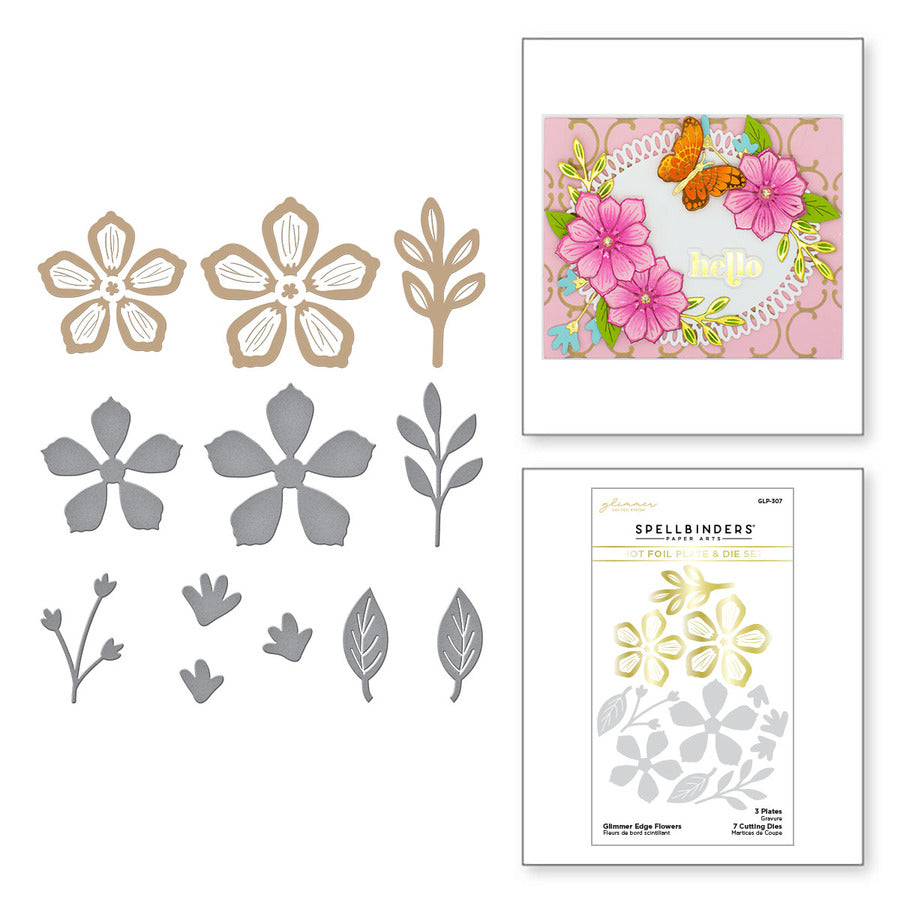 Glimmer Edge Flowers Glimmer Hot Foil Plate &amp; Die Set de Spring into Glimmer Collection