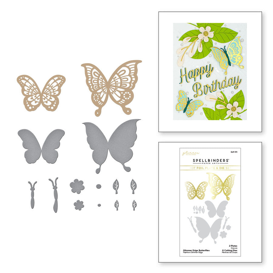 Glimmer Edge Papillons Glimmer Hot Foil Plate &amp; Die Set de Spring into Glimmer Collection