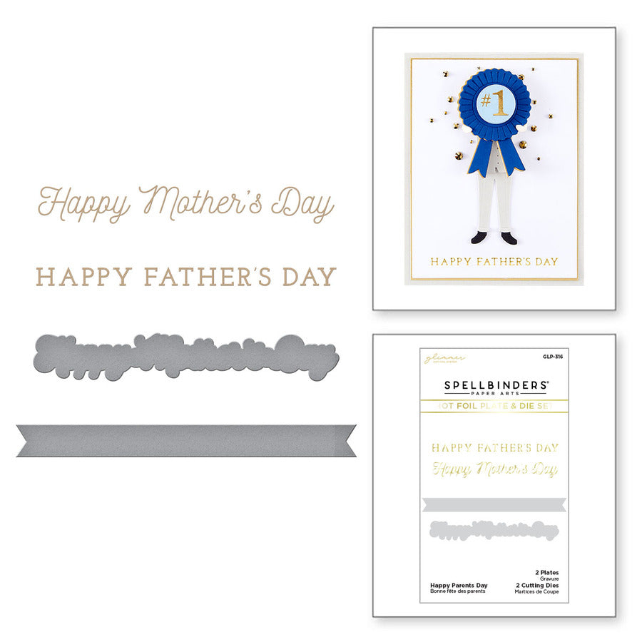 Happy Parents Day Glimmer Hot Foil Plate & Die Set from the Happy Dance Collection
