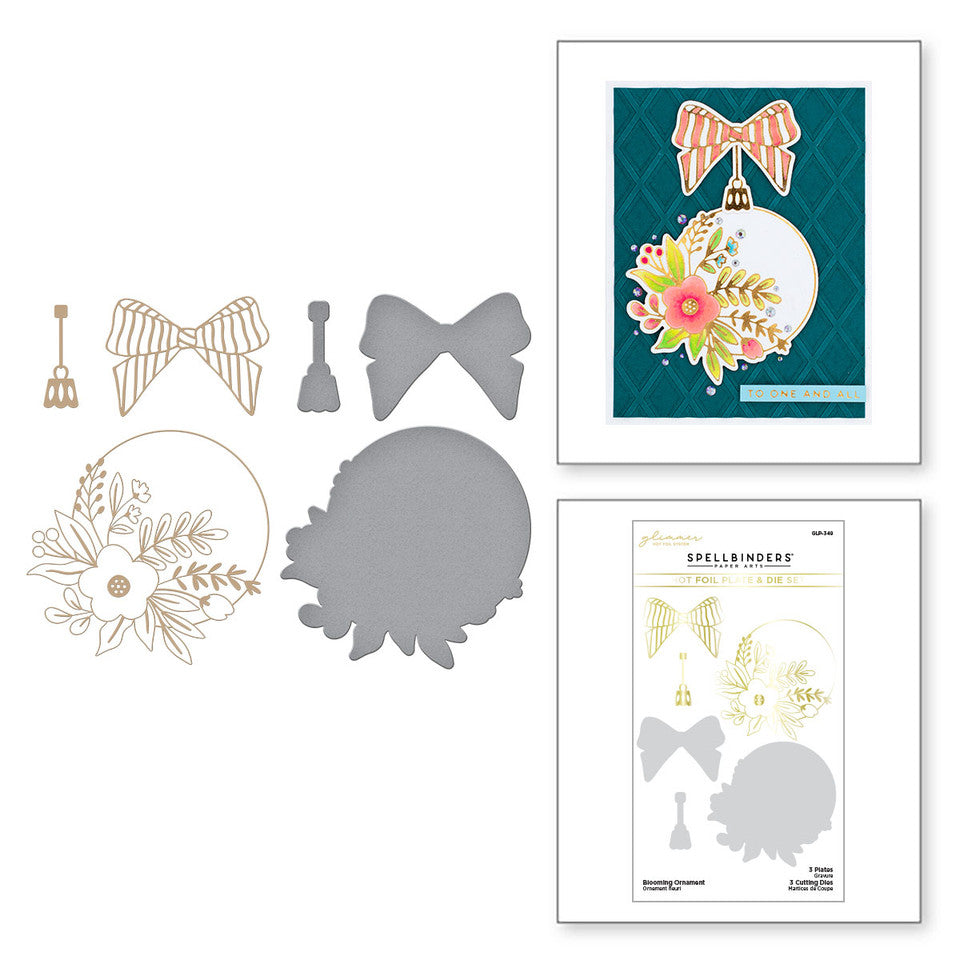 Blooming Ornament Glimmer Hot Foil Plate & Die Set from the Glimmer Greetings Collection
