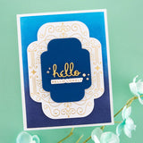Four Petal Scroll Label Glimmer Hot Foil Plate & Die Set from the Four Petal Collection