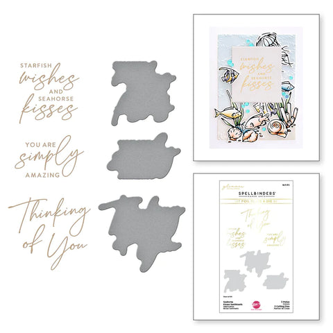 Seahorse Kisses Sentiments Glimmer Hot Foil Plate & Die Set from the Seahorse Kisses Collection by Dawn Woleslagle