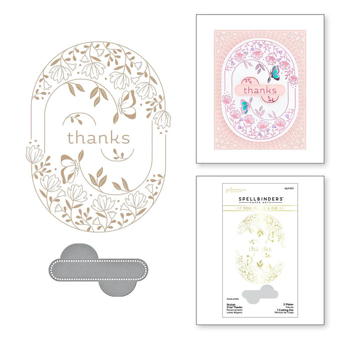 Stylish Oval Thanks Glimmer Hot Foil Plate & Die Set from the Stylish Ovals Collection