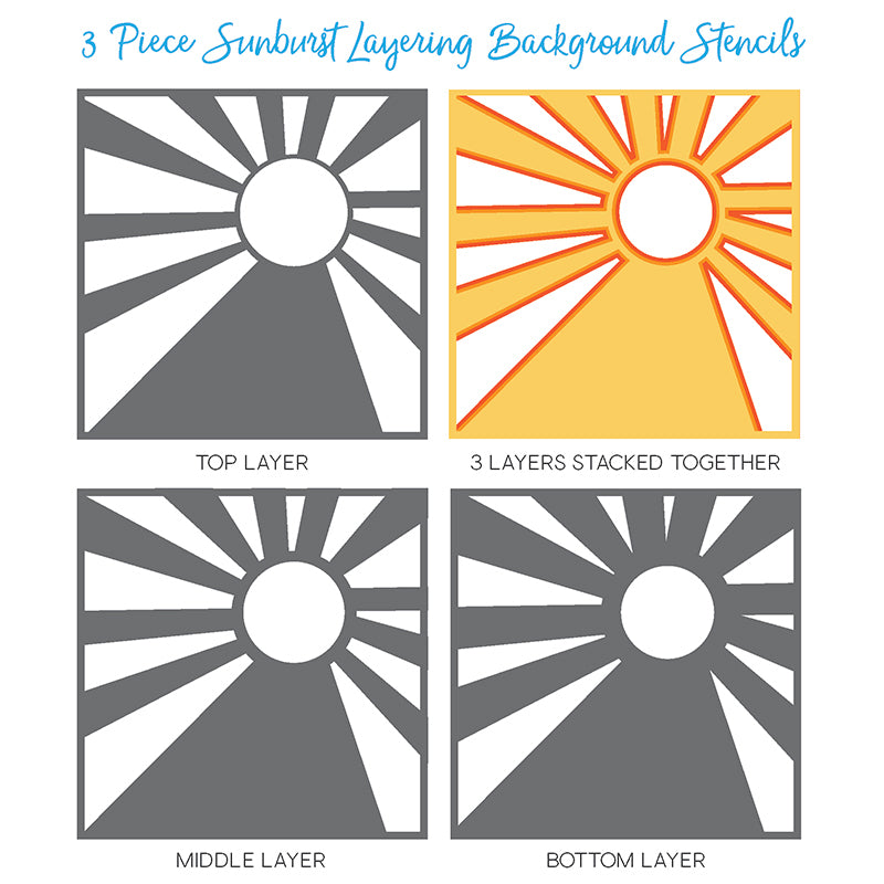 Sunburst Layering Background Stencils Set of 3  