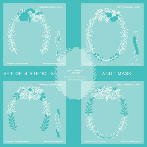 Perfect Day Wreath | Coordinating Stencils (Set of 4 & 1 Mask)
