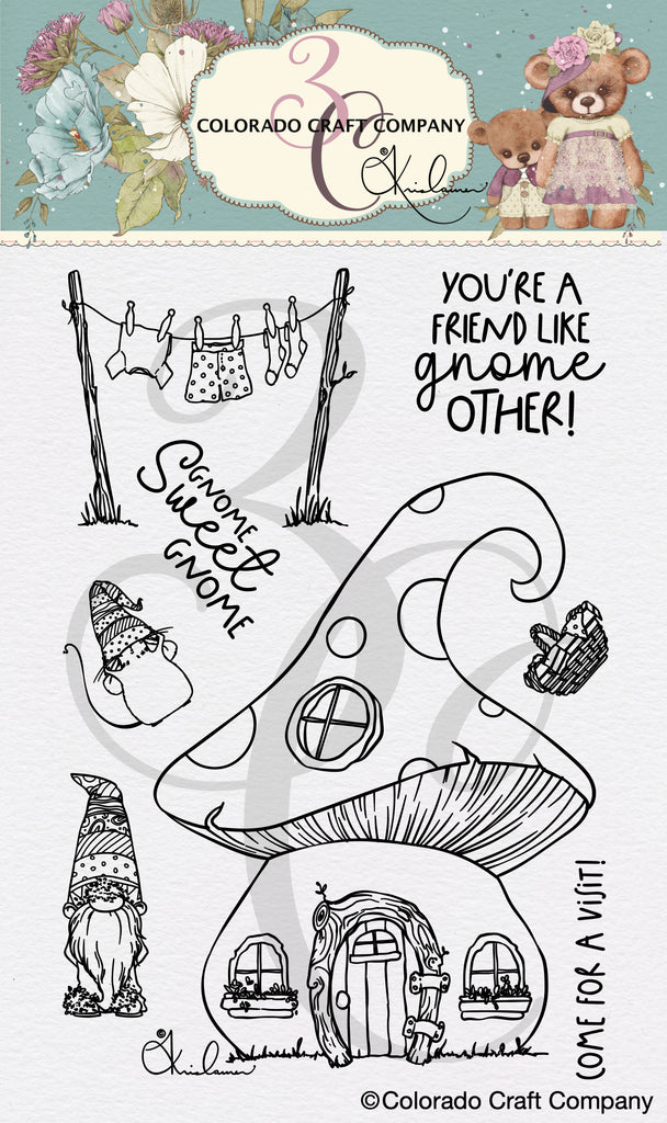 Kris Lauren - Gnome Home 4 x 6 Clear Stamps