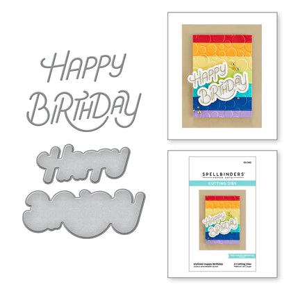 Stylized Happy Birthday Etched Dies from the Birthday Celebrations Collection