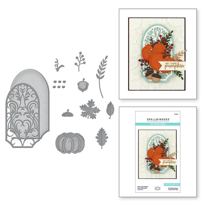 Matrices gravées avec motifs d'étiquettes d'automne de la collection de motifs d'étiquettes saisonnières par Becca Feeken