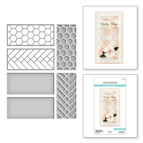 Matrices gravées à panneaux français tressés et hexagonaux de la collection Home Sweet Quilt par Becca Feeken