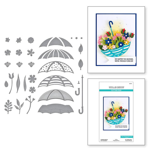 Matrices gravées Umbrella Bloom de la collection Showered with Love par Vicki Papaioannou