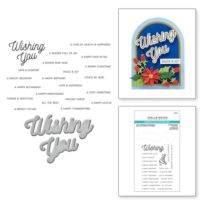 Lots of Wishing You Sentiments Clear Stamp & Die Set from the Tinsel Time Collection