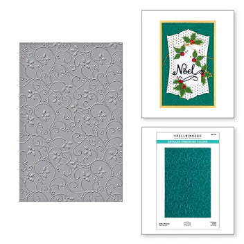 Holly Flourish 2D Embossing Folder from the Christmas Flourish Collection by Becca Feeken
