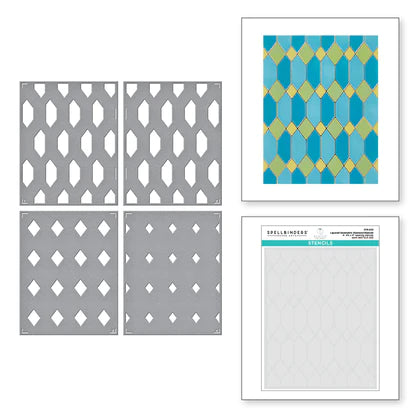 Layered Geometric Diamond Stencils from the Sealed by Spellbinders Collection