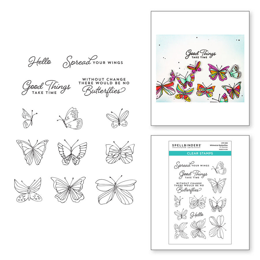 Ensemble de tampons transparents Whimsical Butterfly de la collection Cardmaker III