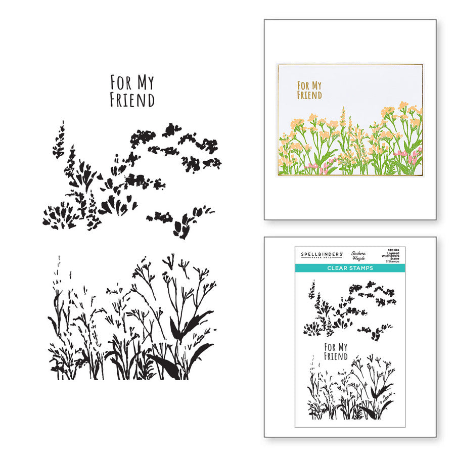 Layered Wildflowers Scene Clear Stamp Set from the Into the Wilderness Collection by Sushma Hegde