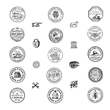 Ensemble de tampons transparents Circle Label Icons de la collection Flea Market Finds de Cathe Holden