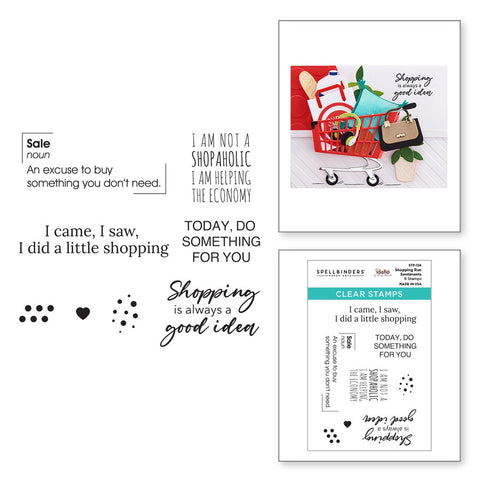 Shopping Run Sentiments Clear Stamp Set from the Add to Cart Too Collection by Becky Roberts