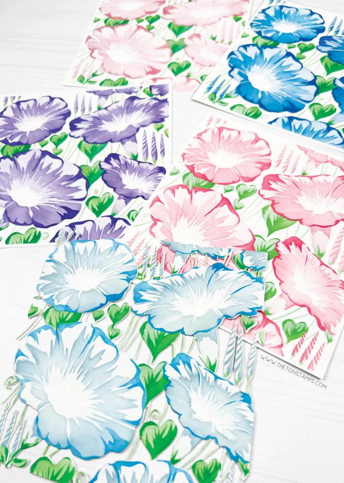 Poised Morning Glories Layering Stencils