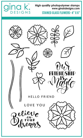 Stained Glass Flowers Mini Stamp Set