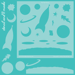 To The Moon Scene Builder Pochoir et masque Lot de 3