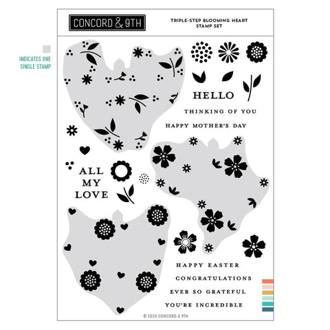 Triple-Step Blooming Hearts Stamp Set