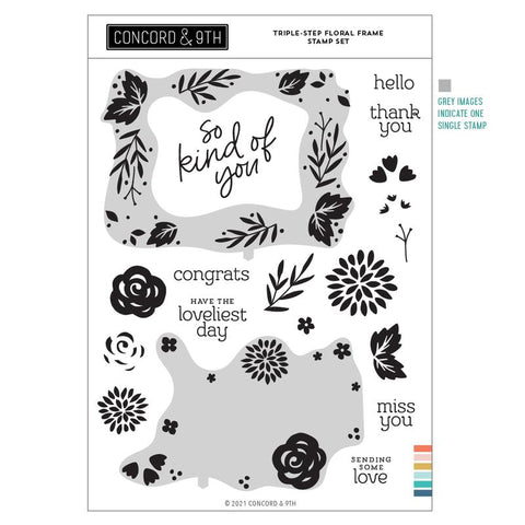 Triple-Step Floral Frame Stamp Set