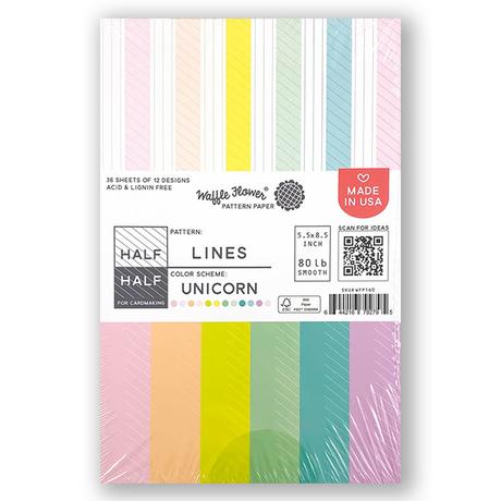 Half-Half Lines Unicorn Paper Pack
