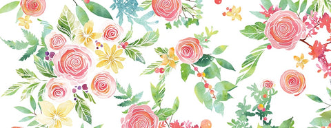 Watercolor Rose Bouquet Wide Washi Tape