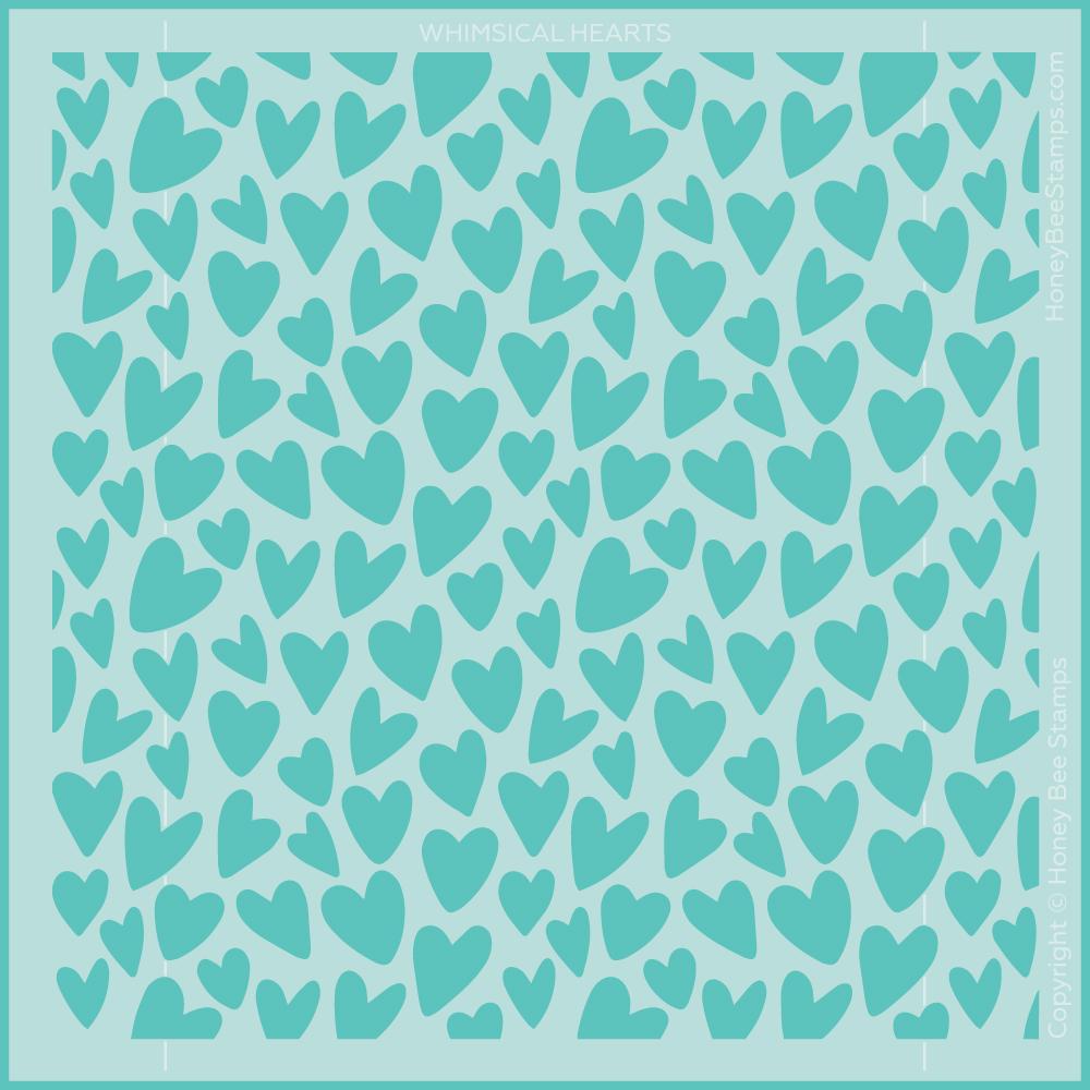 Whimsical Hearts Background Stencil