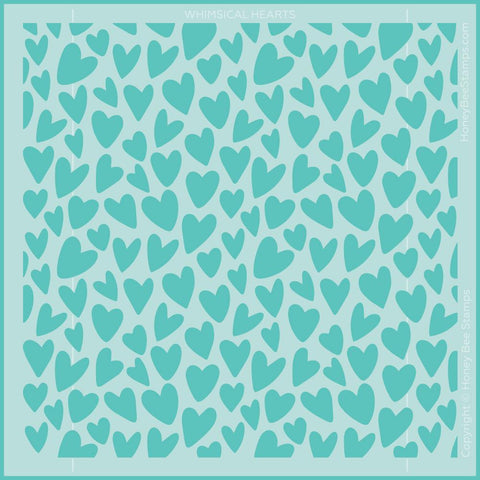 Whimsical Hearts Background Stencil