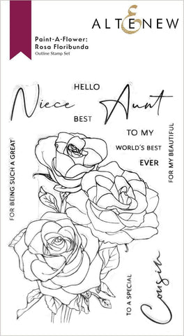 Paint-a-Flower: Rosa Floribunda Outline Stamp