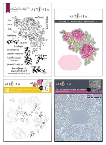 Altenew Craft Your Life Project Kit - Garden Rose Stamps, Dies, Stencils, Embossing Folder