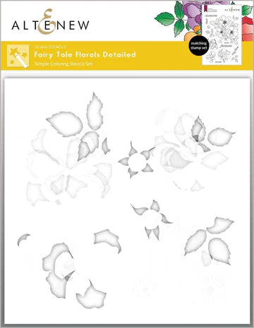 Ensemble de pochoirs à colorier simples et détaillés de contes de fées floraux (4 en 1)