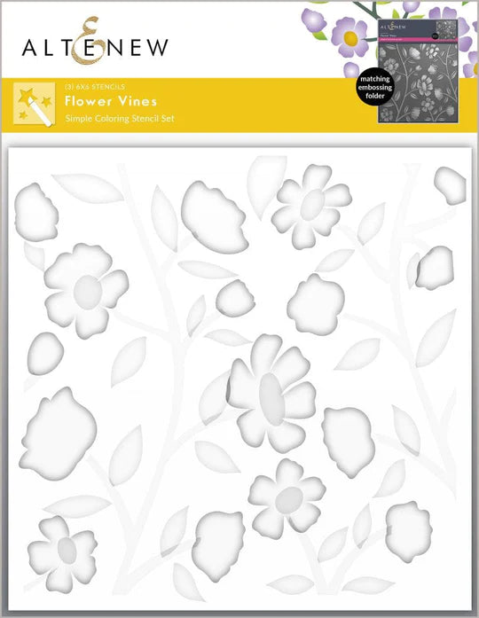 Flower Vines Simple Coloring Stencil Set (3 in 1)