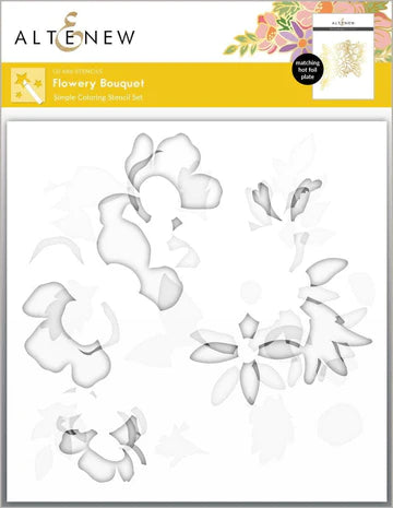 Ensemble de pochoirs à colorier simple Bouquet fleuri (3 en 1)