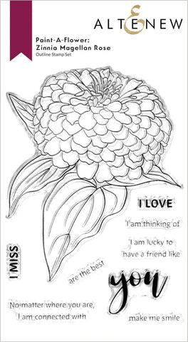 Paint-A-Flower: Zinnia Magellan Rose Outline Stamp Set