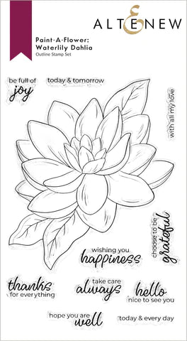 Paint-A-Flower : Ensemble de tampons contour Waterlily Dahlia