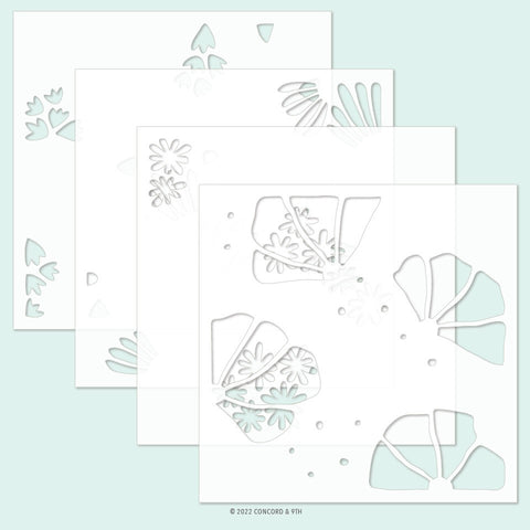 Flower Press Stencils 6x6