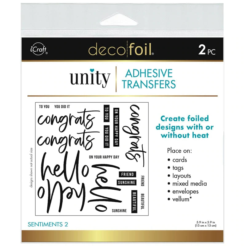 Deco Foil Adhesive Transfer Sheets by Unity - Sentiments 2 5.9"x5.9" (2 Sheets)